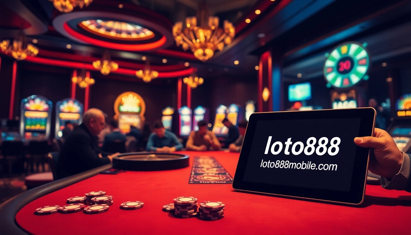 Visitors enjoying a live poker game while browsing https://loto188mobile.com/ for online betting options, capturing the casino excitement.