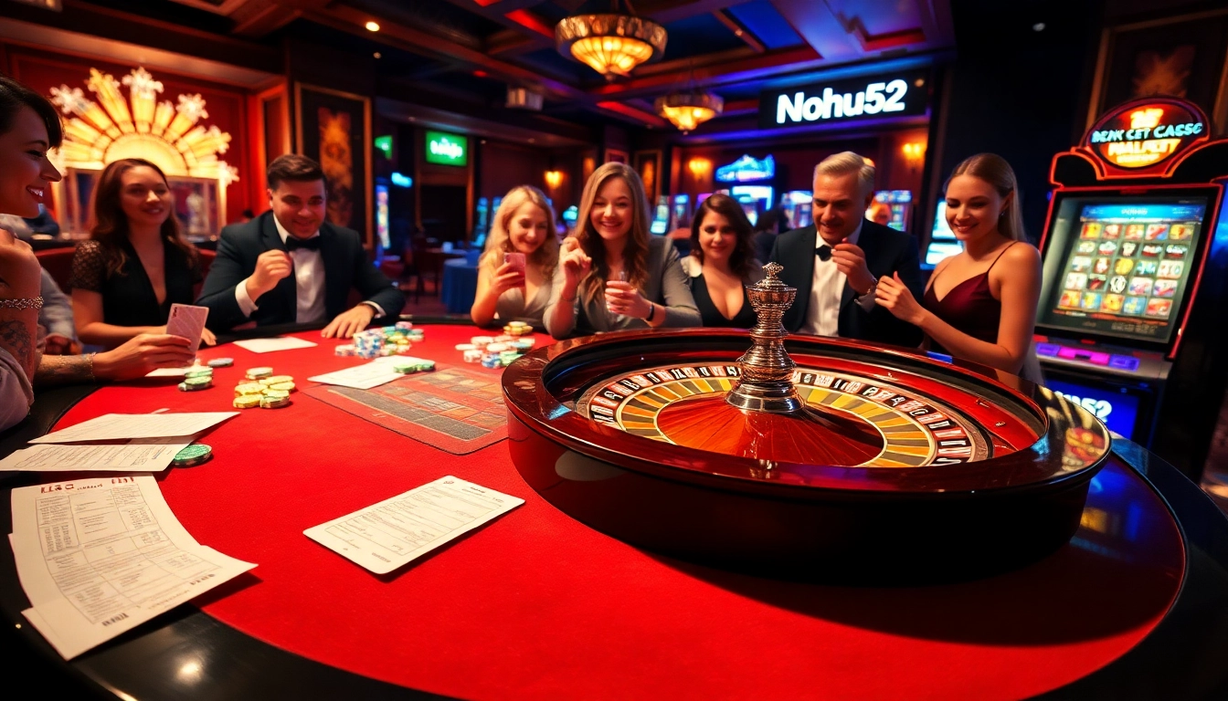 Experience thrilling gameplay at https://nohu52.in.net/ with an action-packed roulette scene in a vibrant casino.